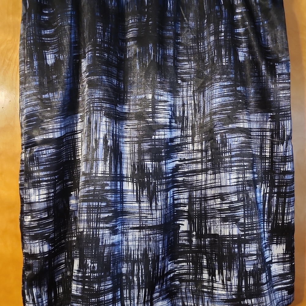 Chico's Black and Blue Abstract Midi Skirt